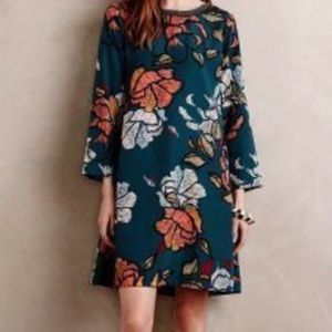 Anthropologie Maeve Floral Sketch Beaded Dress